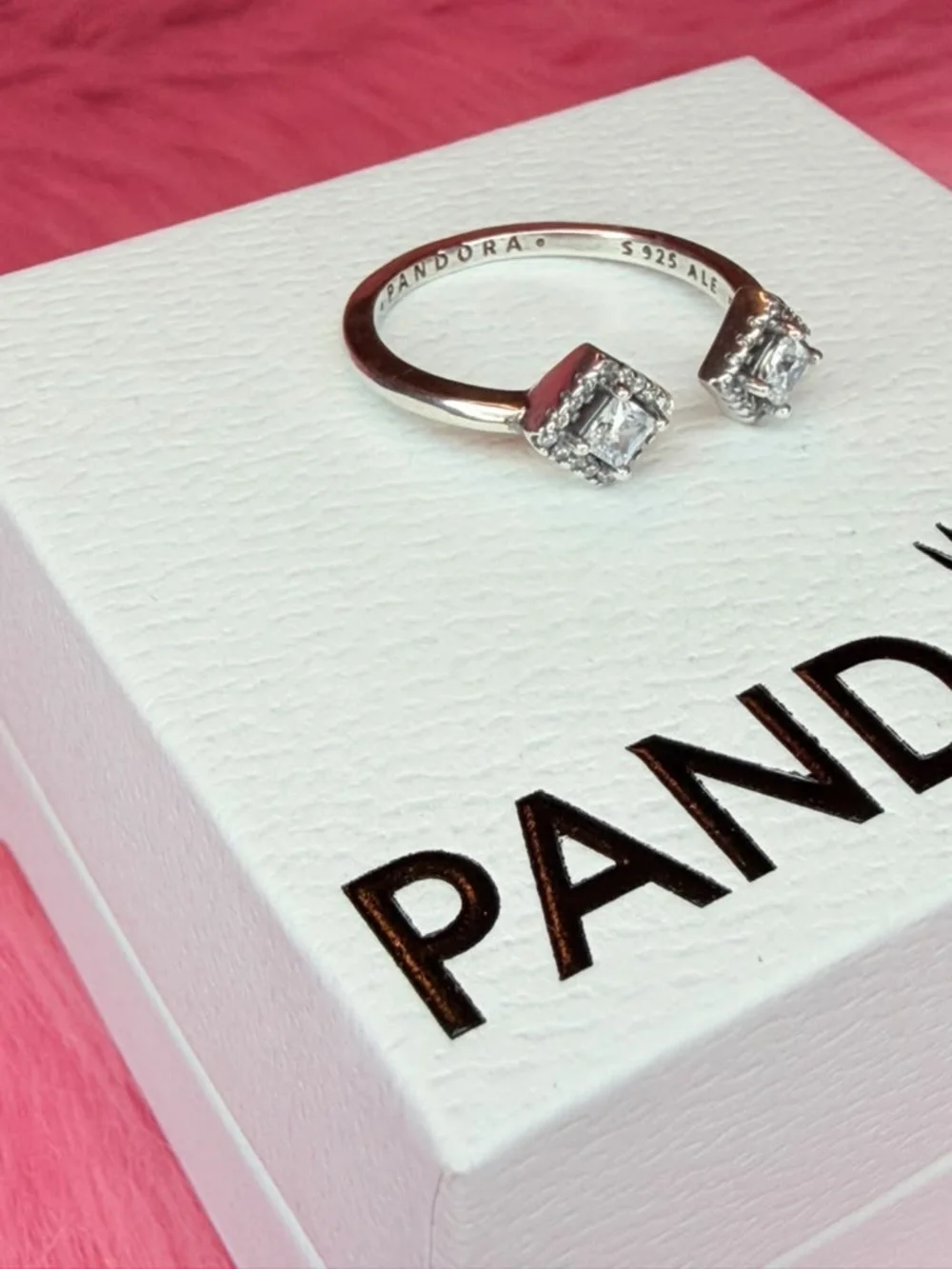 Pandora Sterling Silver Open Ring with Clear Cubic Zirconia - Silver